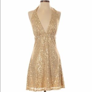 Gold sequin cocktail dress